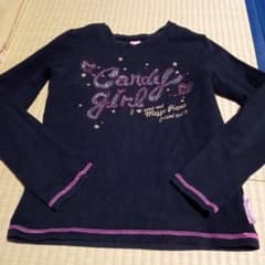 メゾピアノストーン装飾の黒い長袖Tシャツのサムネイル