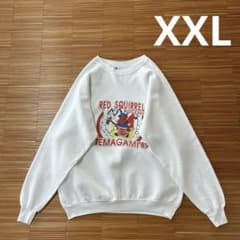 80s USA제 RED SQUIRREL 프린트 스웨트 XXL 화이트