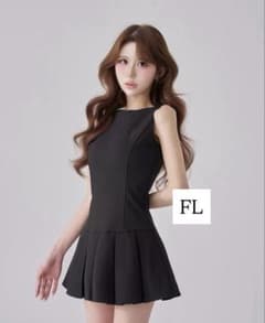 Darich 美シルエットフレアミニワンピース　(BLK・Free-L)のサムネイル