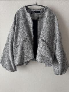 ZARA ツイードノーカラージャケットのサムネイル
