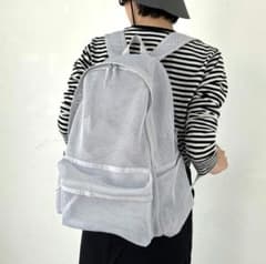 【未使用】MUJI メッシュリュックサック グレーのサムネイル