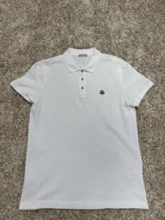 MONCLER ポロシャツ M カーキ ワンポイント刺繍 トリコロール 3ボタン