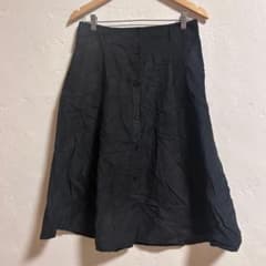 Anne Weyburn 黒 フレアスカート 【USA10】 ブラック ボタン