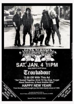 デビュー前ポスター☆ガンズ・アンド・ローゼズ☆Guns N' Roses '86