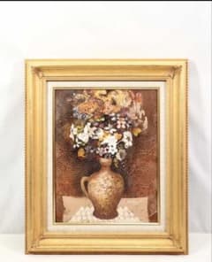 真作 内藤千嘉 油彩「花」画寸 32cm×41cm F6 應美会会員 m29653772389_1.jpg?1784467667