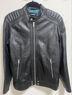 DIESEL ブラック レザーライダースジャケットのサムネイル