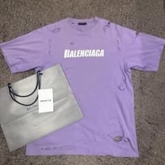 美品 BALENCIAGA ダメージ加工 Tシャツ パープル - メルカリ