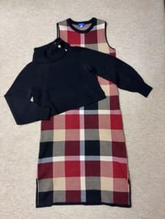 ブルーレーベルクレストブリッジのチェックワンピースとニットセット