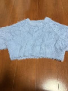 ライトブルー クロップドニット 半袖のサムネイル