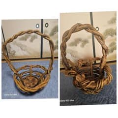 特大 ナチュラルブラウン編み込みカゴ ツル編み - メルカリ