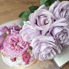 パープルローズの造花/9本スプレーローズのサムネイル