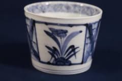 834 古伊万里染付竹格子窓絵菖蒲図蕎麦猪口 幕末 - メルカリ