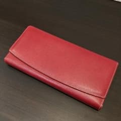 赤いレザー（皮革）長財布 フラップタイプ AJIOKAコラボ財布 吉祥 
