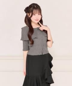 【apres jour】 オフショル風ビッグカラーニットカーディガンのサムネイル