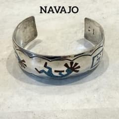 WW 　NAVAJO ナバホ HB刻印 チップインレイ ココペリ NAVAJO ナバホ HB刻印 チップインレイ ココペリ ワイドシルバー