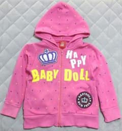 BABYDOLL 100 ジップアップパーカー ピンク ドット柄 王冠 キッズのサムネイル