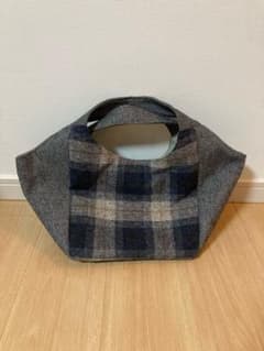 ＊ハンドメイド＊　ウールグラニティバッグ　鎌倉スワニー　チェック柄