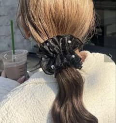 Lattice パール付きシアーロールヘアカフ ブラック KEEKO企画