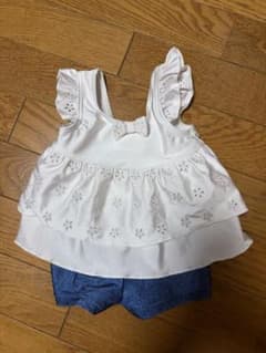 ベビー水着　女の子 80cm ホワイト デニムのサムネイル