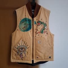 1*6様 カーハート　タトゥー風　落書き　ダック地ベスト　M 1*6様 カーハート タトゥー風 落書き ダック地ベスト M - メルカリ