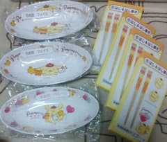 サンリオ当たりくじ　ポムポムプリン　お皿&はし&はし置きのサムネイル