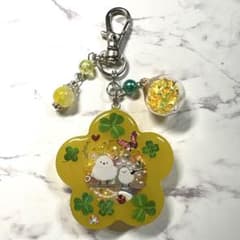 7322☆ シマエナガ シェイカー キーホルダー レジン ハンドメイド