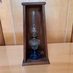 貴重品 未使用 明治〜大正期 魅惑のブルーガラス オイルランプ 収納