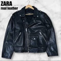 ZARA ザラ ダブルライダース 水牛革 シボ革 本革 リアルレザー ブラック ZARA ザラ ダブルライダース 水牛革 シボ革 本革 リアルレザー