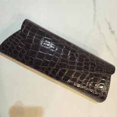 クロコ調 クラッチバッグ ダークブラウンのサムネイル