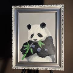 手書き油絵 パンダさん 額付 絵画 インテリア 油彩画 手書き油絵 パンダさん 額付 絵画 インテリア 油彩画 - メルカリ