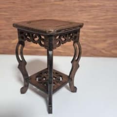 木製 四足 高卓/全高13cm/猫脚/透かし彫/花台/香炉台/飾台/華道具/茶道