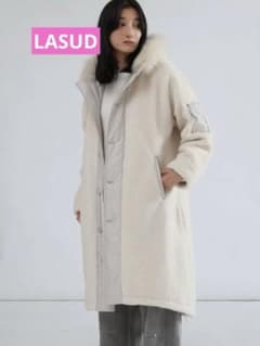 LASUD ファーボアコートアイボリー 未使用品 サイズ9号 定価34000円