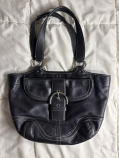 COACH レザー ハンドバッグ ブラックのサムネイル