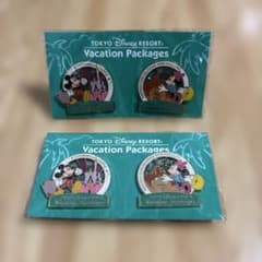 ディズニーピンバッジセット　バケーションパッケージ限定品希少非売品3個セット 新品】東京ディズニーリゾート バケーションパッケージ ピンバッジ 2個