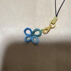 蝶の形ストラップ 青緑のサムネイル