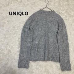 ユニクロ リブニット セーター カジュアル シンプル グレー Lのサムネイル