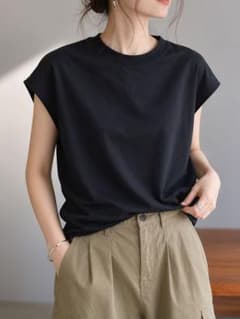 cepo ワイドTシャツ ブラック M ノースリーブ ゆったり シンプルのサムネイル