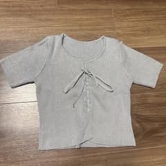 w closet フロントリボン リブニット 半袖 シルバーのサムネイル