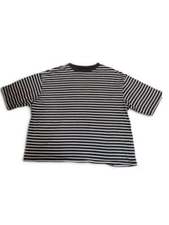 ボーダー柄 半袖Tシャツ ブラック×ホワイト LLサイズのサムネイル