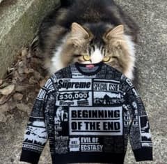 supreme Knit S newsprint ニット S - メルカリ