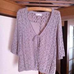 透かし編みカーディガン  六部袖のサムネイル