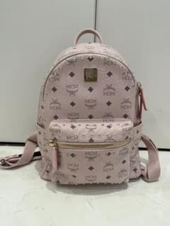 正規品 MCM スタッズ付きリュック スモールサイズ パウダーピンク 保証書付きのサムネイル