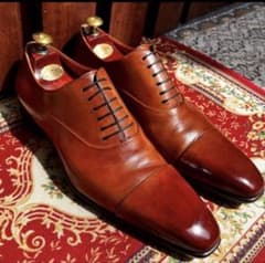 極美品】Santoni サントーニ ストレートチップ UK7.5 茶色 磨き - メルカリ