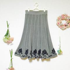 ヴィンテージ スカート フレア 薔薇 ハート かぎ編み ニット 美品 レアのサムネイル