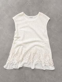 Julie Femme レース裾フレアトップス M 白 上品 美品のサムネイル