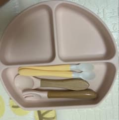 ベビー食器セット シリコンプレート スプーン フォークのサムネイル
