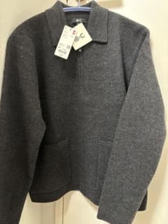 定価¥8,990】ユニクロC ニットフルジップジャケット ダークグレー XS