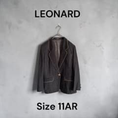 LEONARD テーラード ジャケット シルク 黒 金ボタン L 肩パットのサムネイル