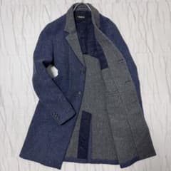 TAAKK メルトンチェスターコート ピリング加工 青 グレー 紺 ウール M TAAKK メルトンチェスターコート ピリング加工 青 グレー 紺 ウール M