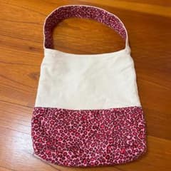 ハンドメイド／ピンクのヒョウ柄／トートバッグのサムネイル
